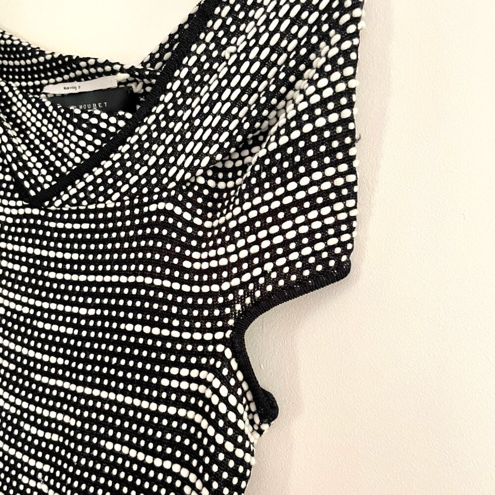 Roland Mouret Knit Bodycon Designer Dress Asymmetrical Black and White Size S - Picture 6 of 10